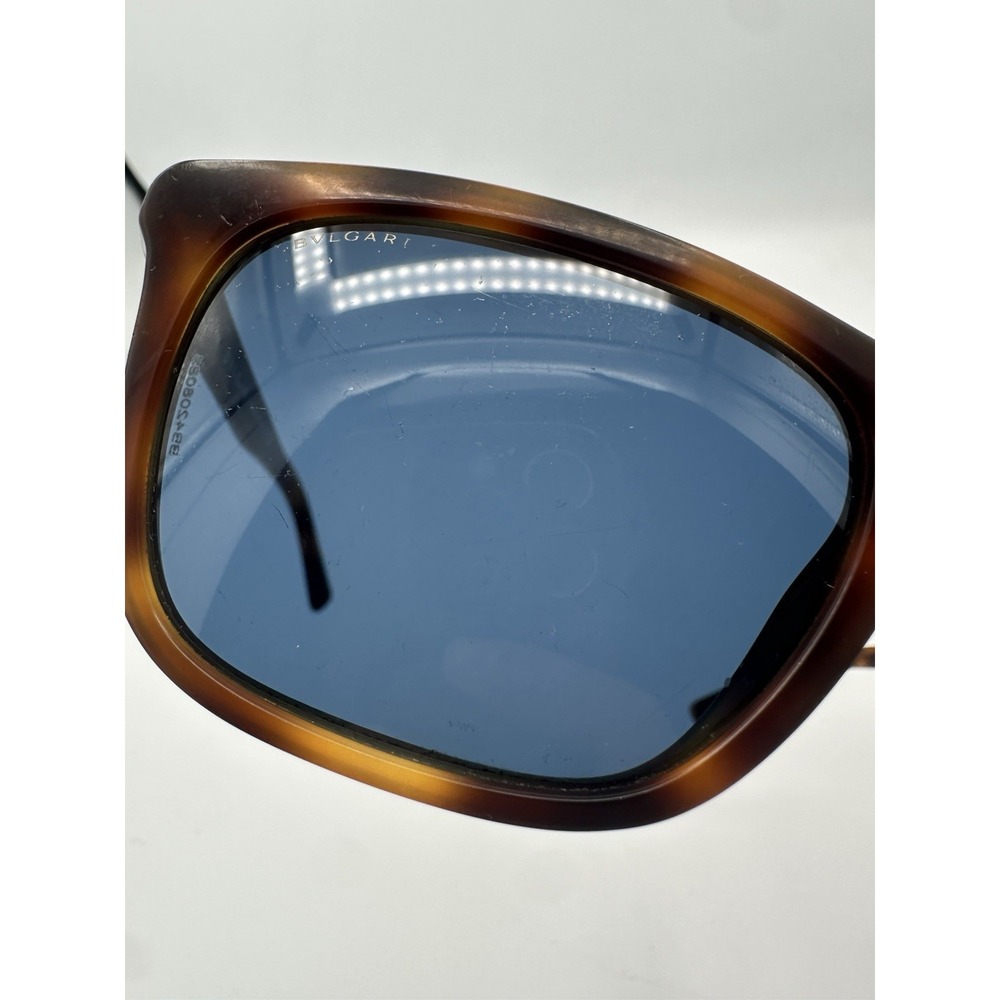 BVLGARI BV7024 5356/73 Sand Brown Horn 59.17.140 Unisex Sunglasses Blue Lens - Picture 6 of 10